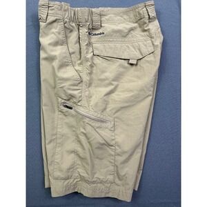 Columbia Omni-Shade Men's Cargo Shorts Tan Khaki Nylon Ripstop 32W 10L Hiking